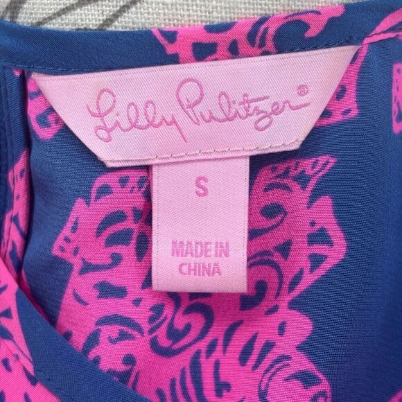 Lilly Pulitzer Palmetto Tank Top Pack Your Trunk Elephant Print Pink/Blue Small - Picture 3 of 10